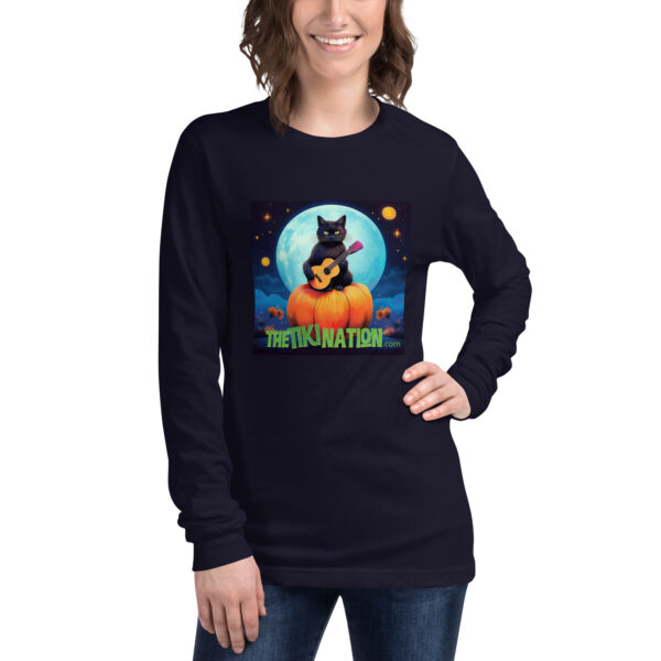 Black Cat Halloween Long Sleeve Tee - Image 3
