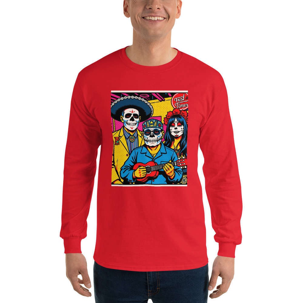 Day of the Dead Head  Men’s Long Sleeve Shirt. Party Tee