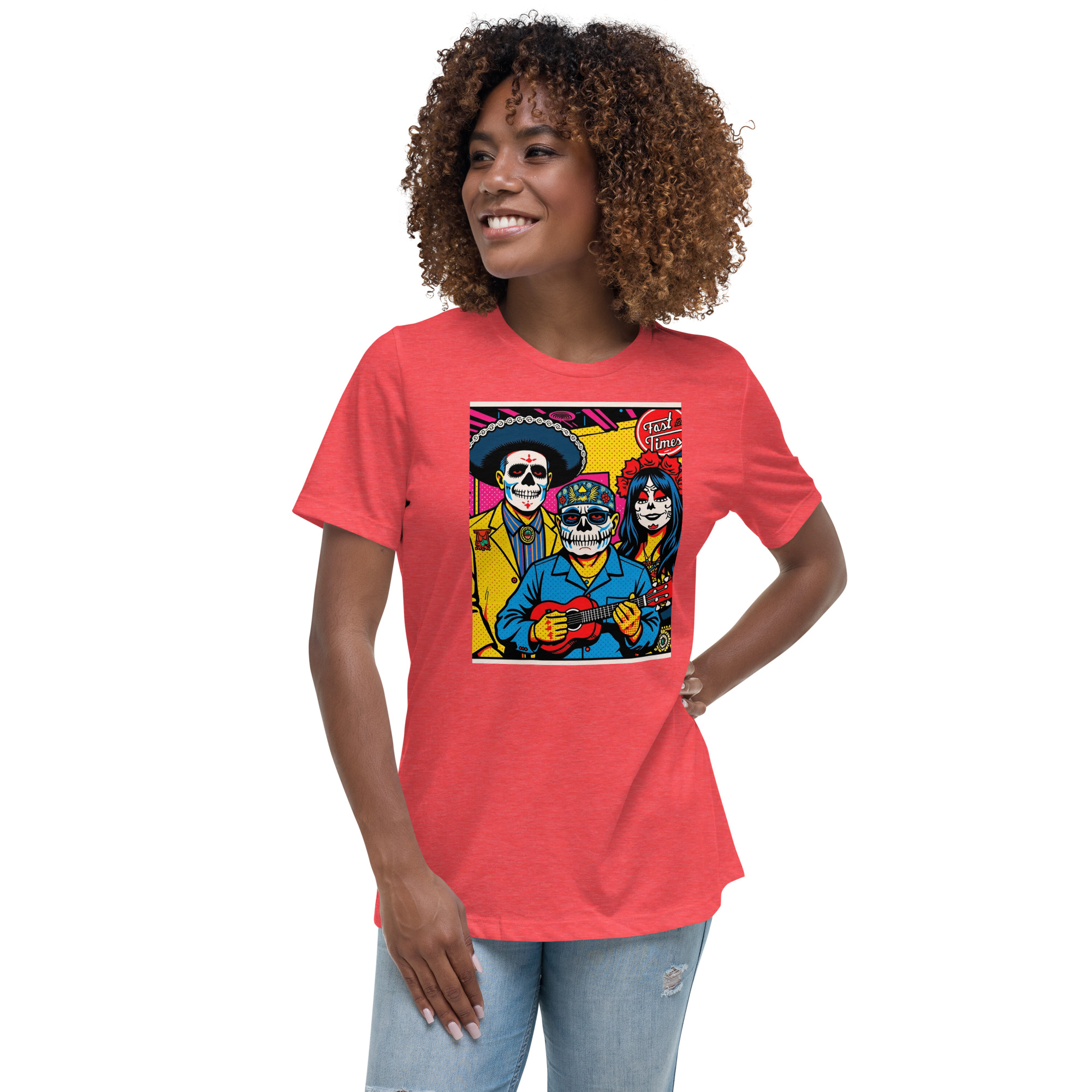 Women's Relaxed Day of the Dead Head Party Day T-Shirt - Image 4