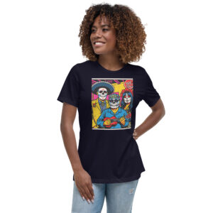 Women's Relaxed Day of the Dead Head Party Day T-Shirt